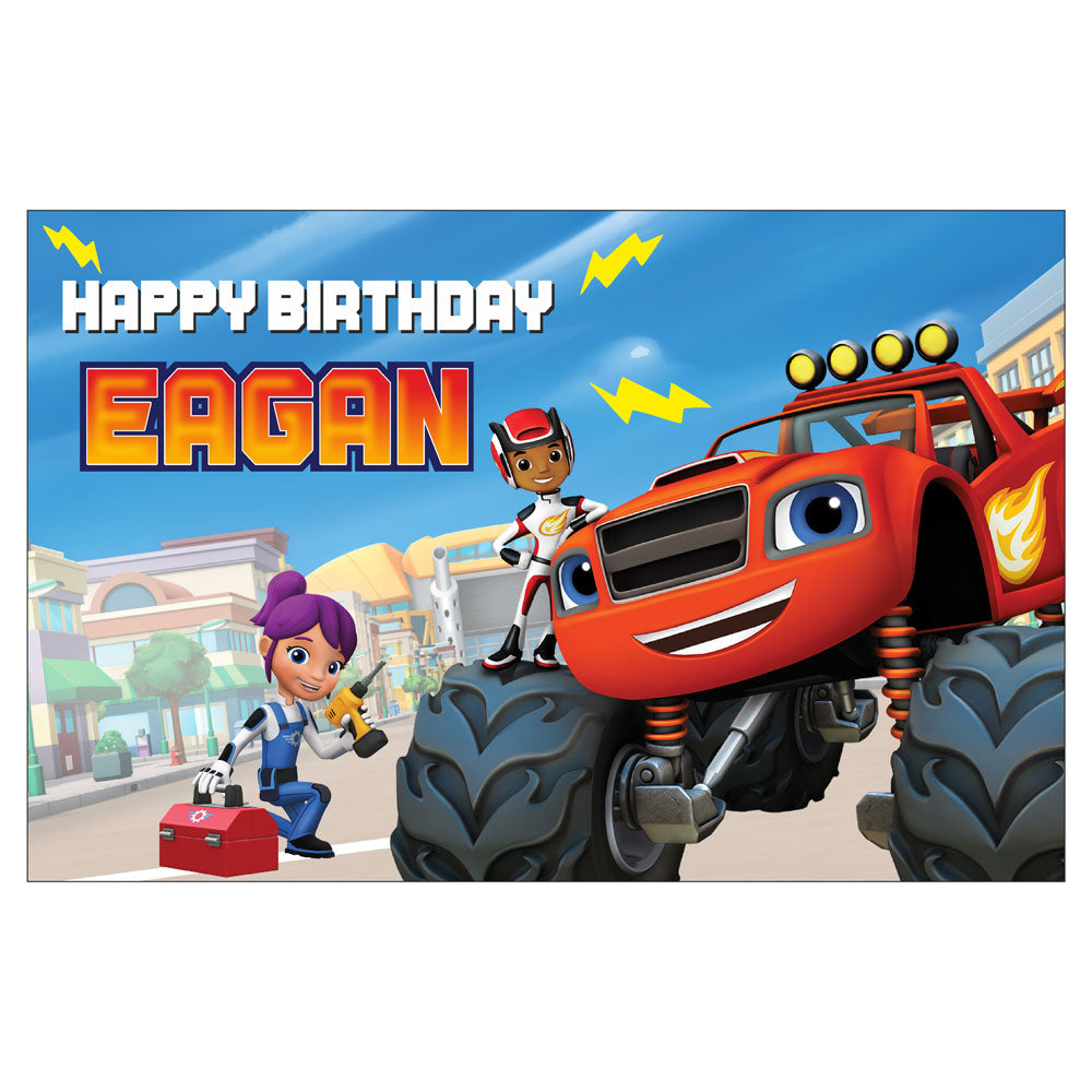 Blaze & Monster Truck Theme Customized Backdrop
