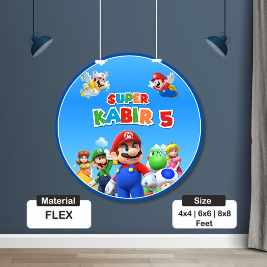 Super Mario Birthday Theme Classic Round Backdrop