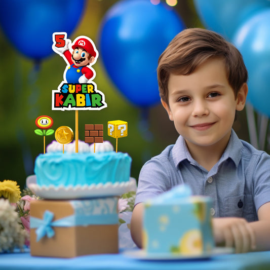 Super Mario Birthday Theme Premium Caketopper