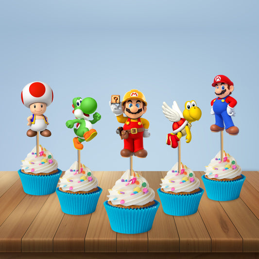 Super Mario Birthday Theme Character Cupcake Topper