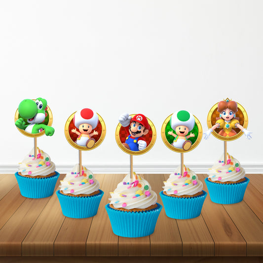 Super Mario Birthday Theme Preimum Cupcake Topper