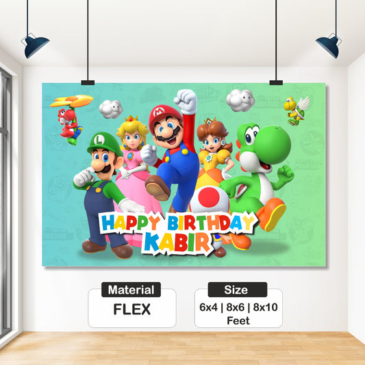 Super Mario Birthday Theme Premium Backdrop