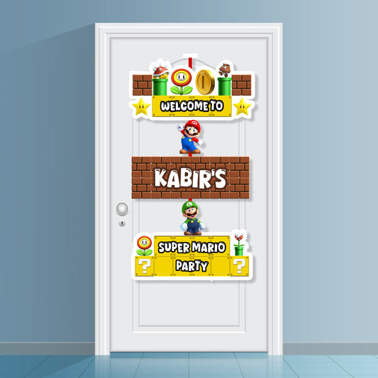 Super Mario Birthday Theme Personalized Door Poster