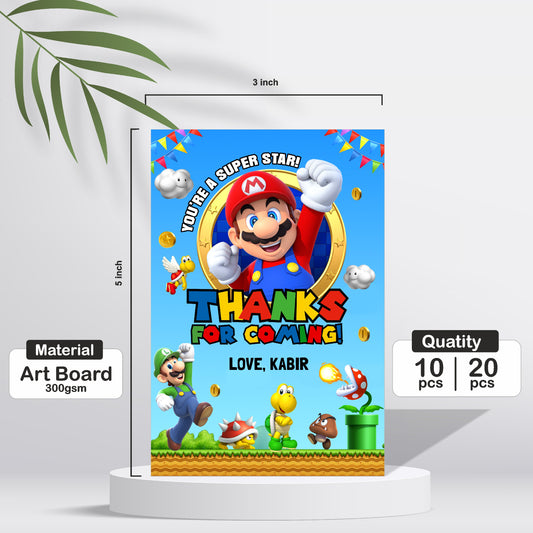 Super Mario Birthday Theme Thank You Card