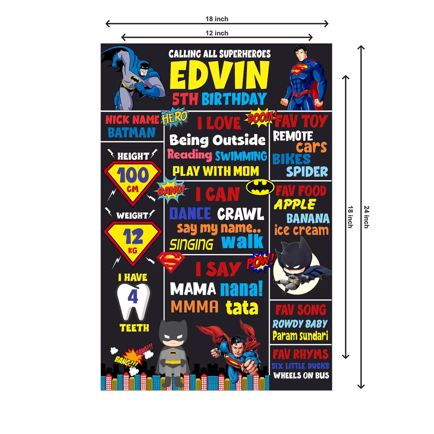 Super Heros Boy Theme Chalkboard