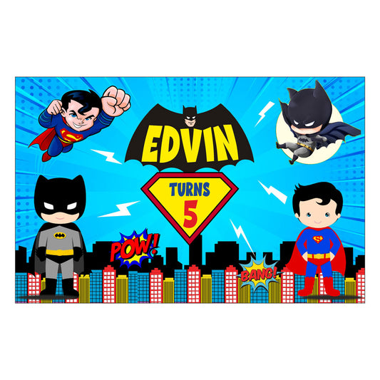 Super Heros Boy Theme Backdrop