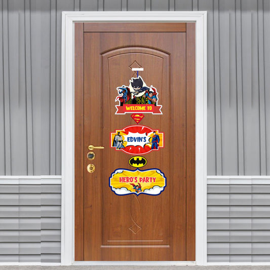 Super Heros Boy Theme Personalized Door Poster