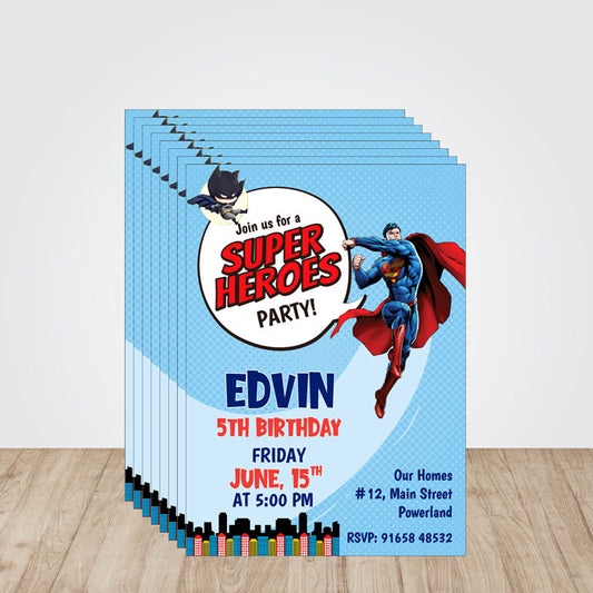 Super Heros Boy Theme Invite