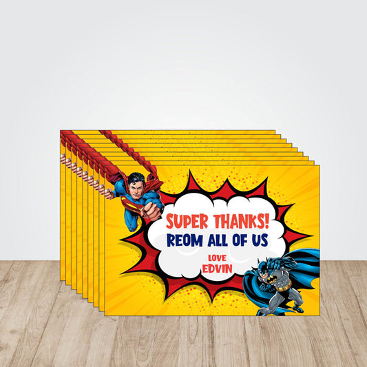 Super Heros Boy Theme Thank You Cards