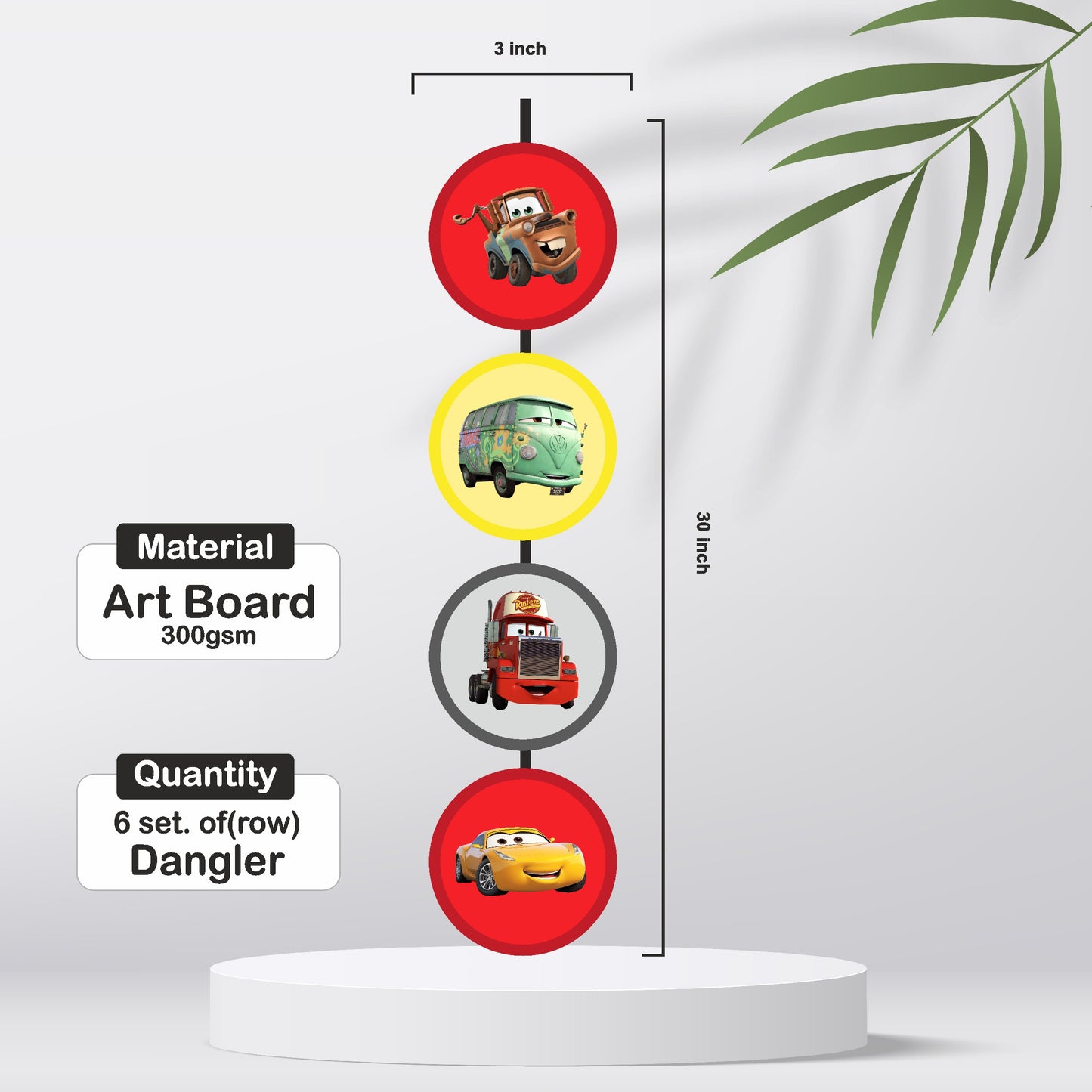 McQeen Car Theme Round Danglers