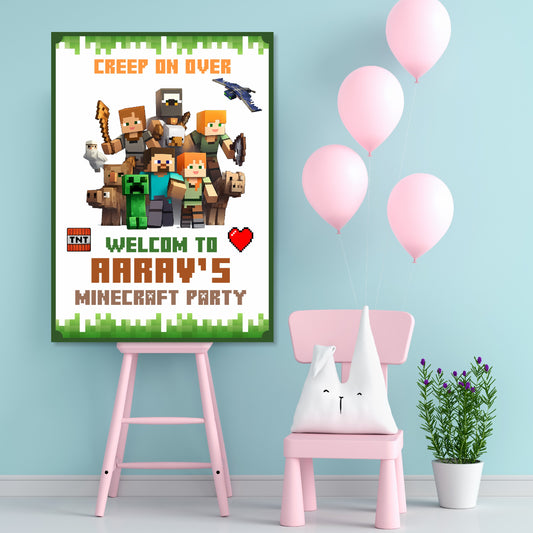 Minecraft Theme Personalized Welcome Board