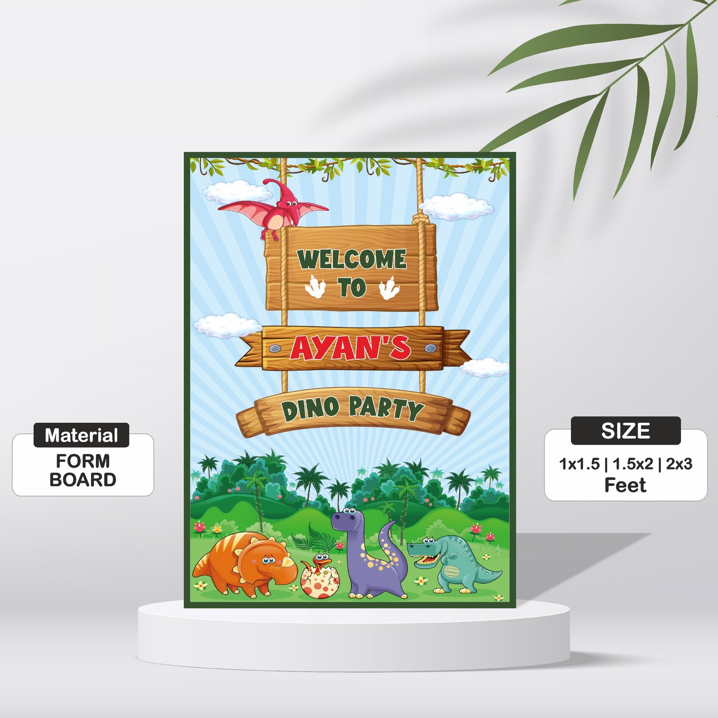 Dino Theme Customized Welcome Board