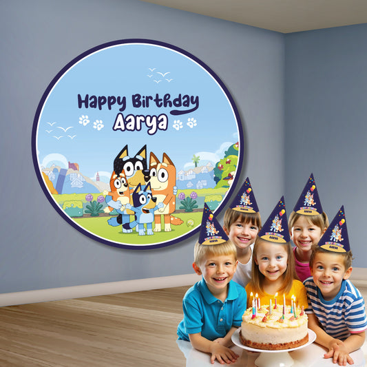 Bluey theme circle backdrop for kids birthday party decoration India