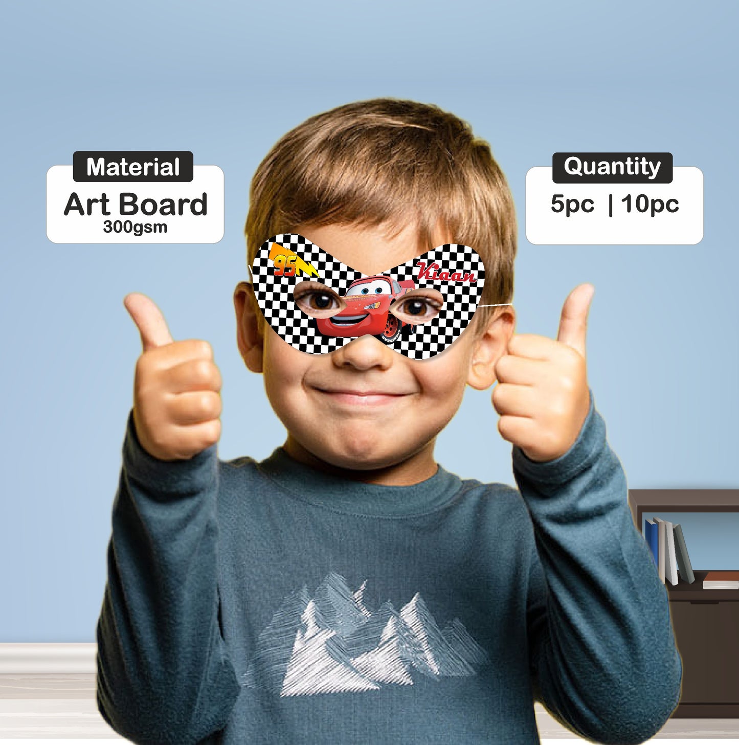 McQeen Car Theme Personalized Eye Mask