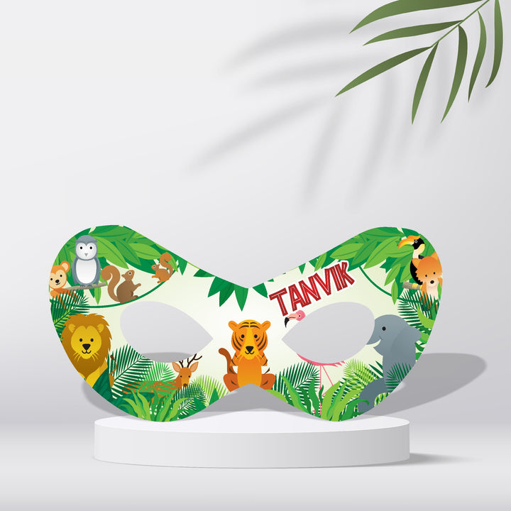 jungle theme personalized eye mask with name for kids birthday party