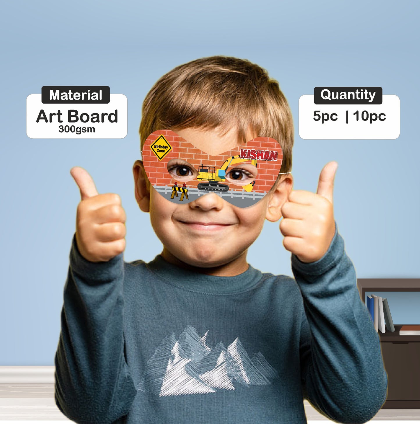 Construction Theme Personalized Eye Mask