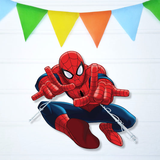 Spider-Man Web Swing BP 02 birthday character cutout showing a red-and-blue hero in a compact crouching web-swing pose, gallery image 2