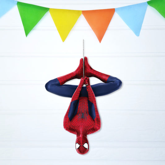 Spider-Man Upside Down BP 03 birthday character cutout showing a red-and-blue hero hanging upside down with bent legs, gallery image 2