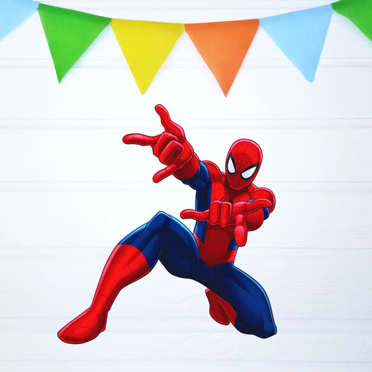 Spider-Man Web Shooter BP 04 birthday character cutout showing a red-and-blue hero with one arm reaching forward in a web-shooting pose, gallery image 2