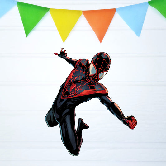 Spider-Man Black Suit BP 14 birthday character cutout showing a black-suited superhero with red details in a jumping pose, gallery image 2