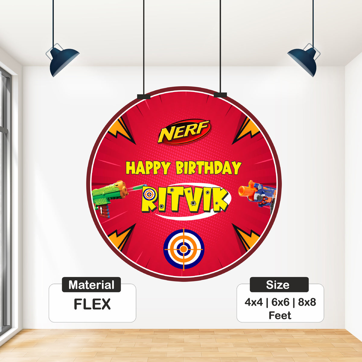 Nerf Gun Theme Round Backdrop