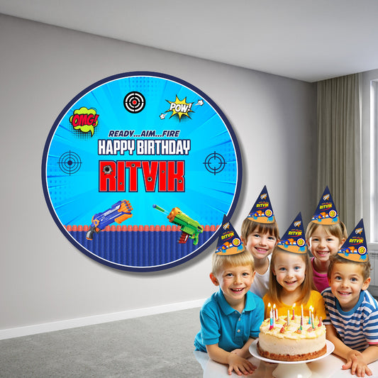 Nerf Gun Theme Customized Round Backdrop