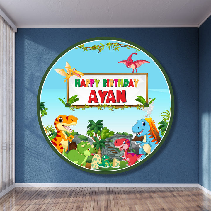 Dino Theme Classic Round Backdrop My Store