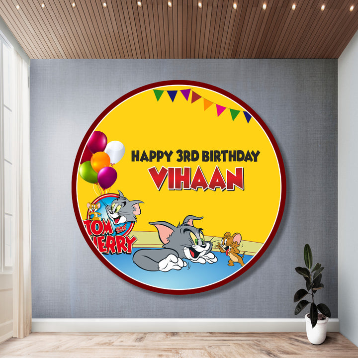 Tom & Jerry Theme Customized Round Backdrop My Store