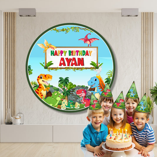 Dino Theme Classic Round Backdrop