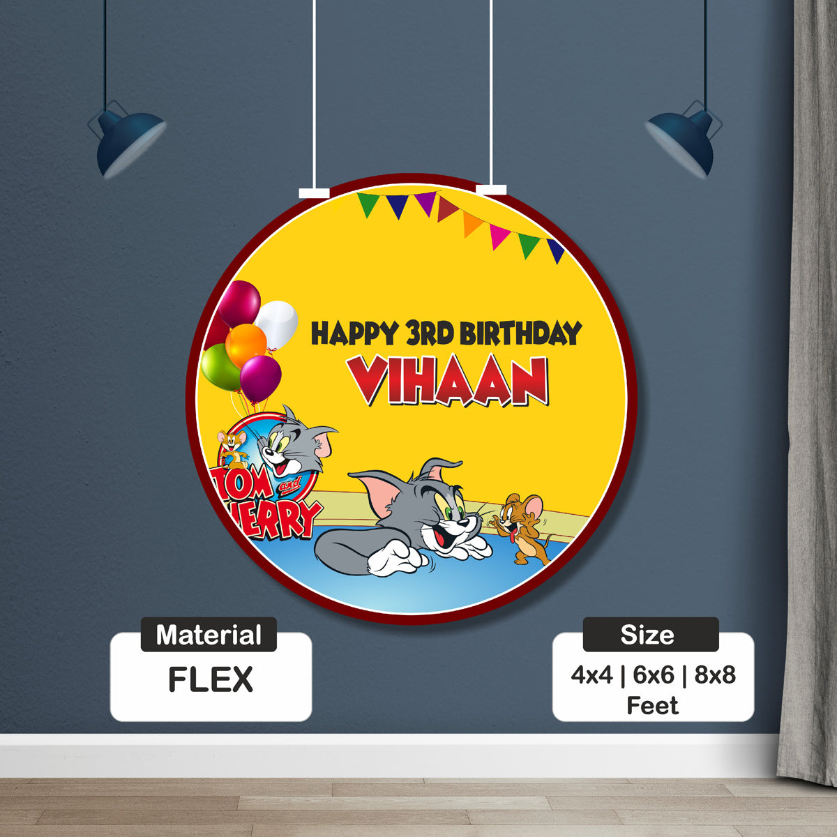 Tom & Jerry Theme Customized Round Backdrop