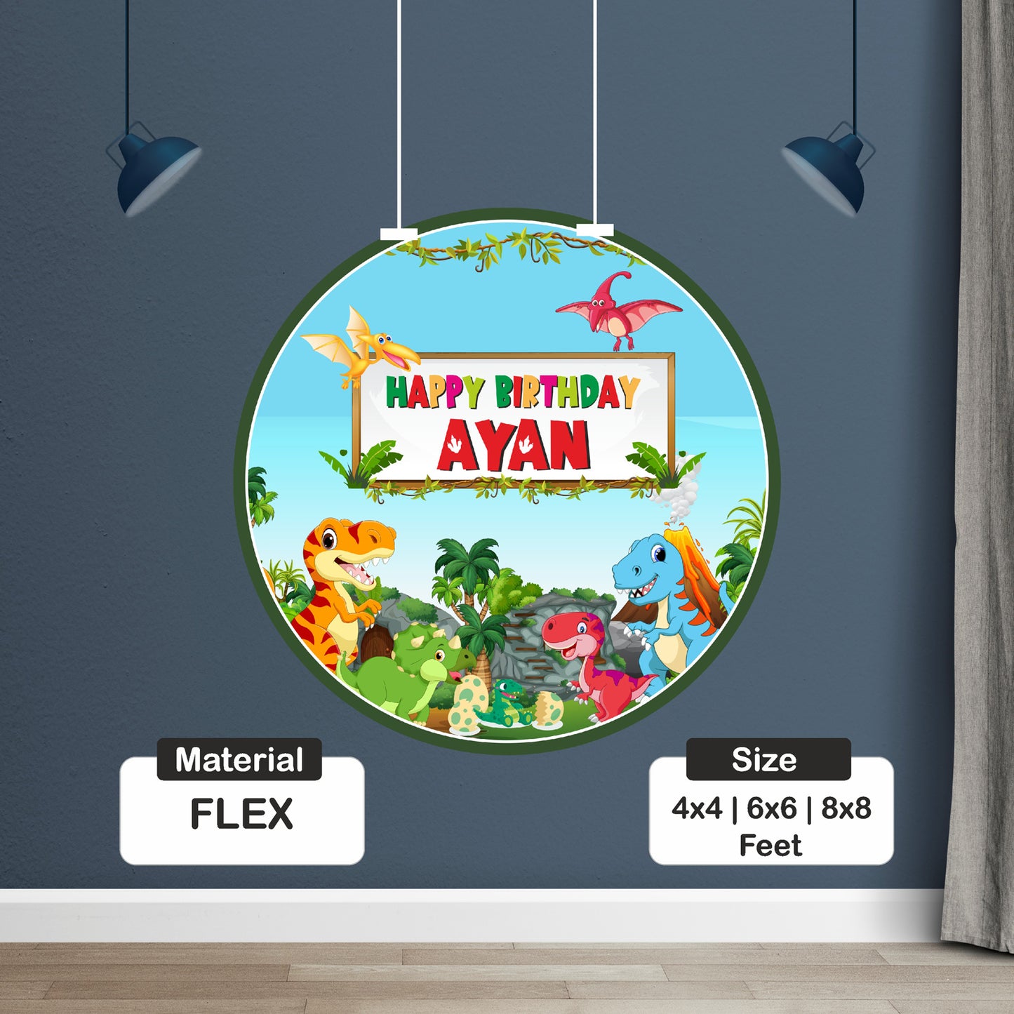 Dino Theme Classic Round Backdrop