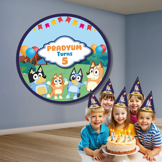 Bluey Theme Classic Round Backdrop