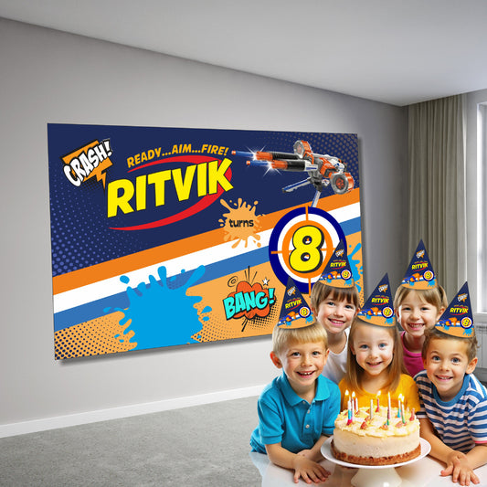 Nerf Gun Theme Personalized Backdrop