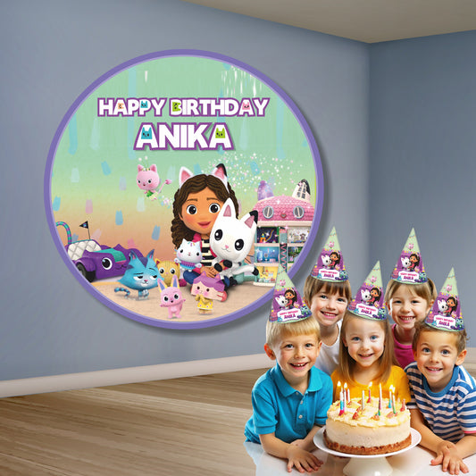 Gabby’s Dollhouse Theme Round Backdrop