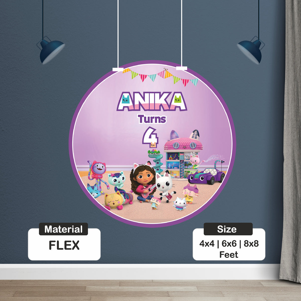 Gabby’s Dollhouse Personalized Round Backdrop