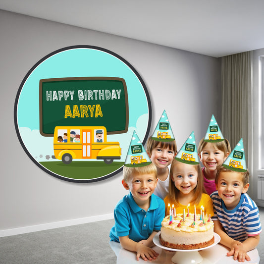 Wheels on the Bus Theme Customized Round Backdrop