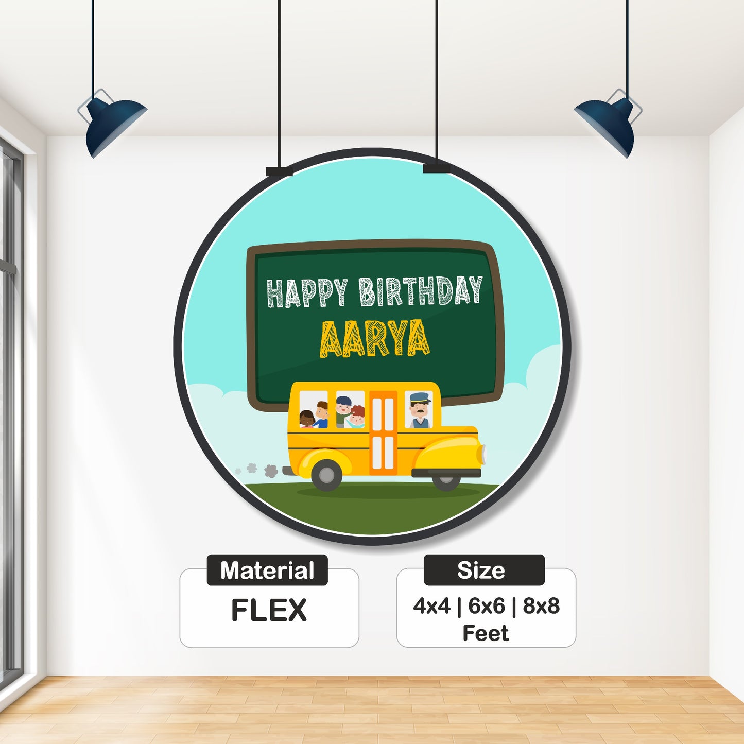 Wheels on the Bus Theme Customized Round Backdrop