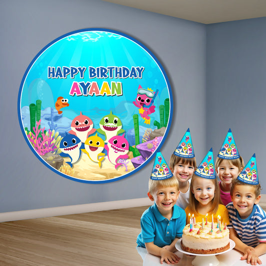 Baby Shark Theme Round Backdrop