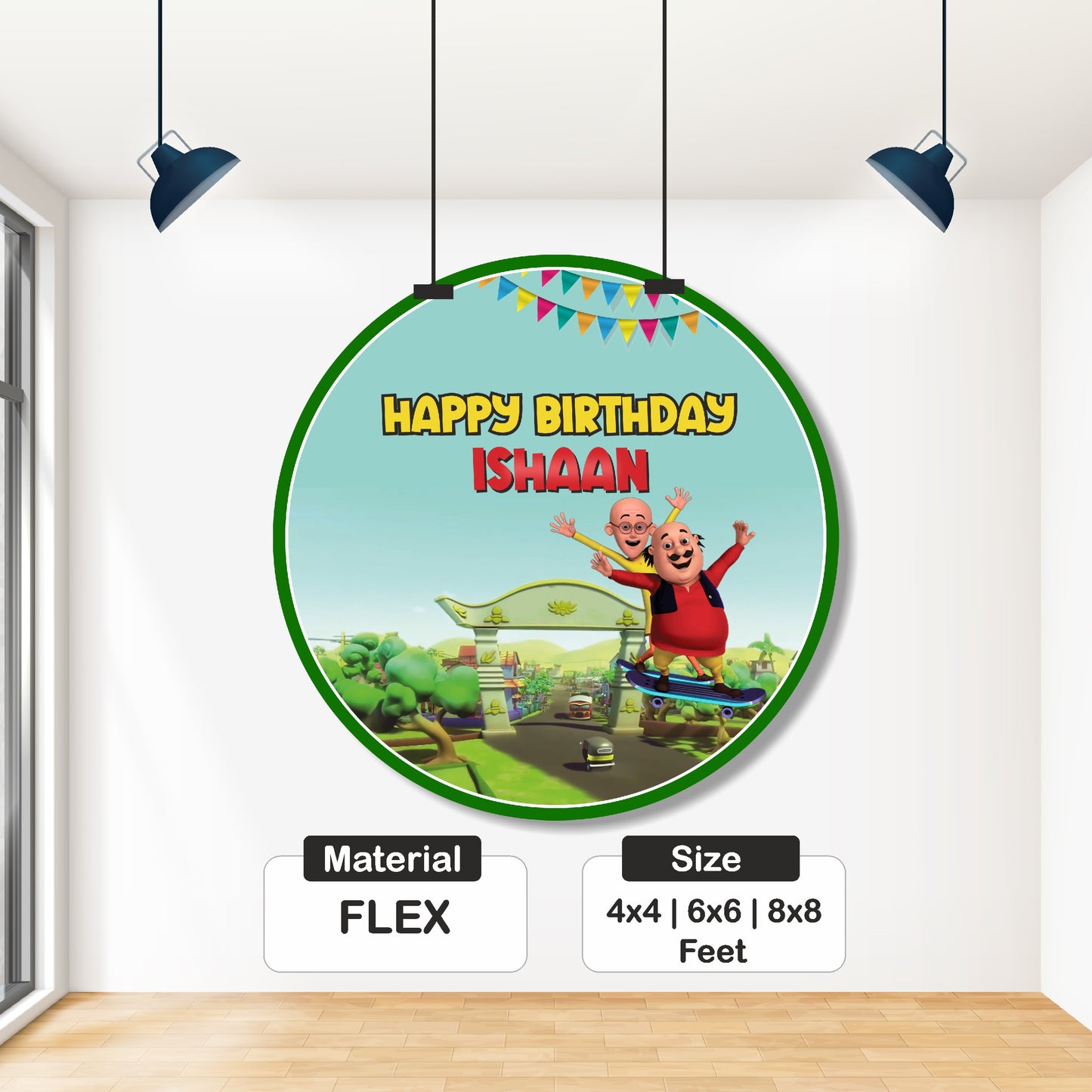 Motu Patlu Theme Round Backdrop