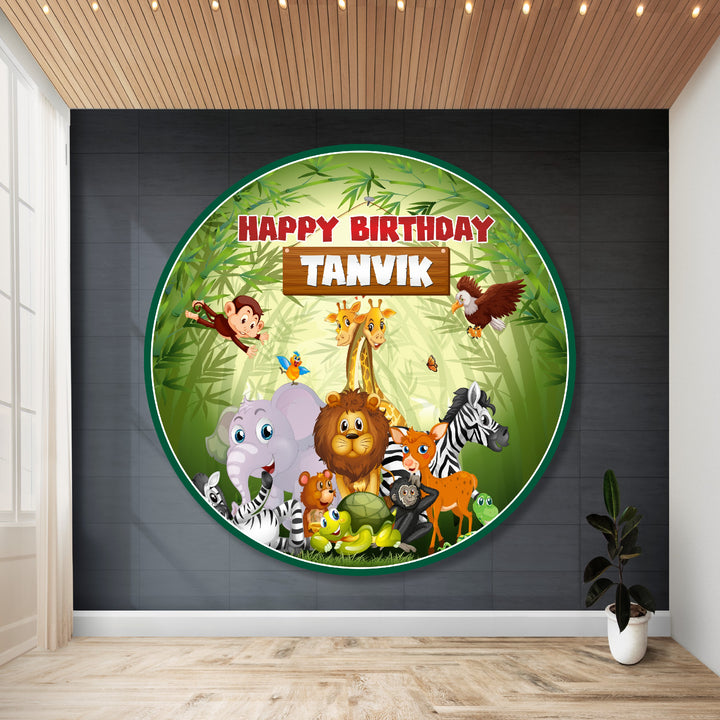 Jungle Theme Personalized Round Backdrop My Store