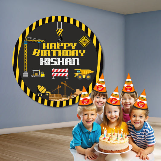 Construction Theme Round Backdrop