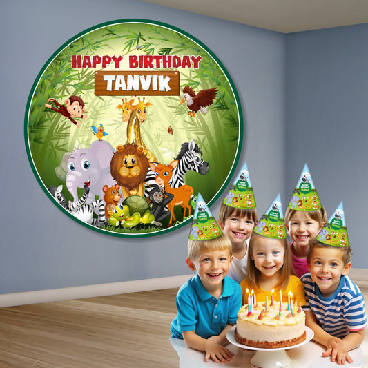 Jungle Theme Personalized Round Backdrop