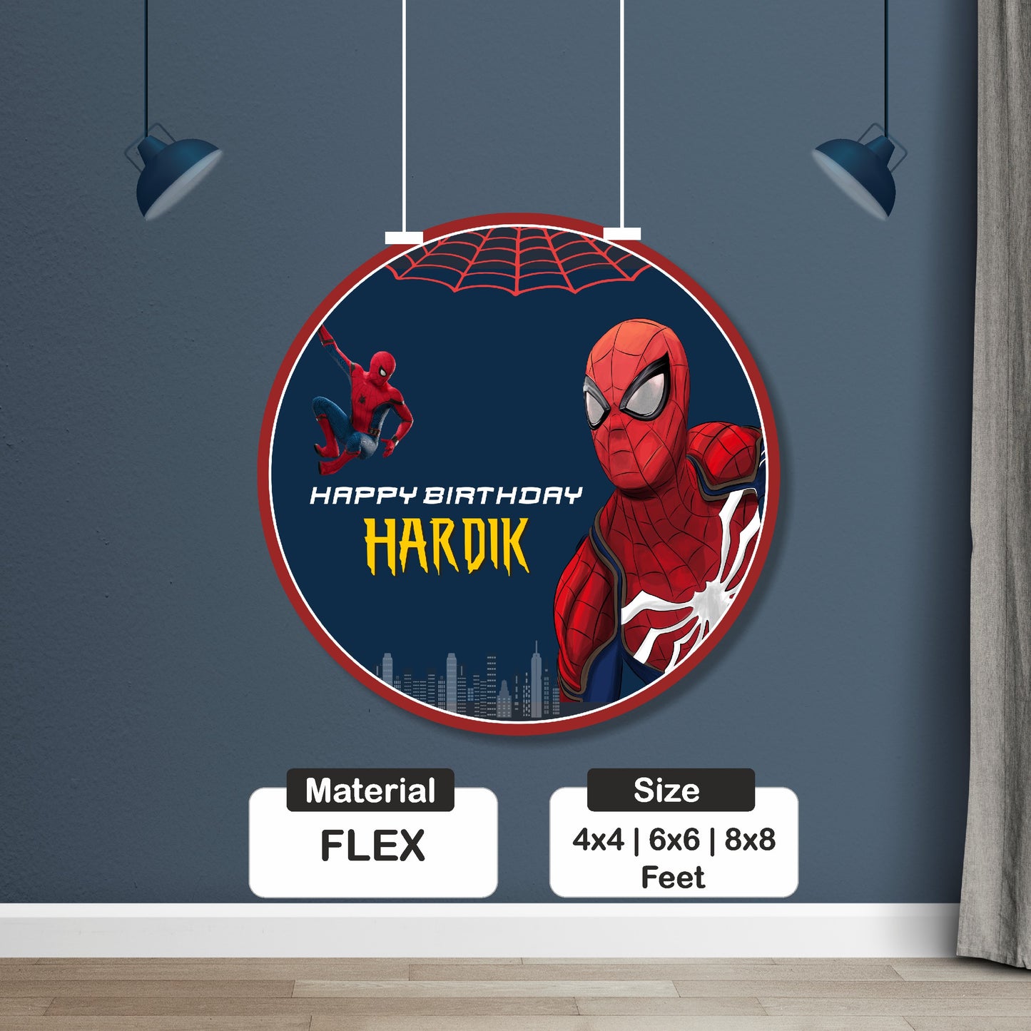 Spiderman Theme Personalized Round Backdrop