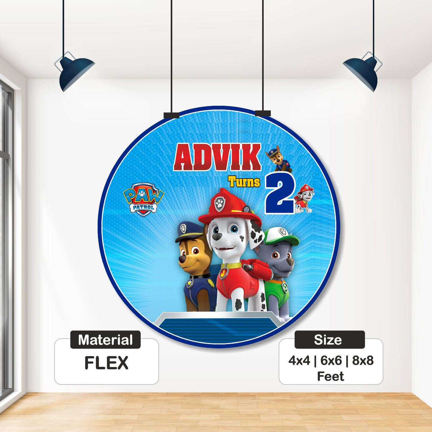 Paw Patrol Theme Personalized Round Backdrop