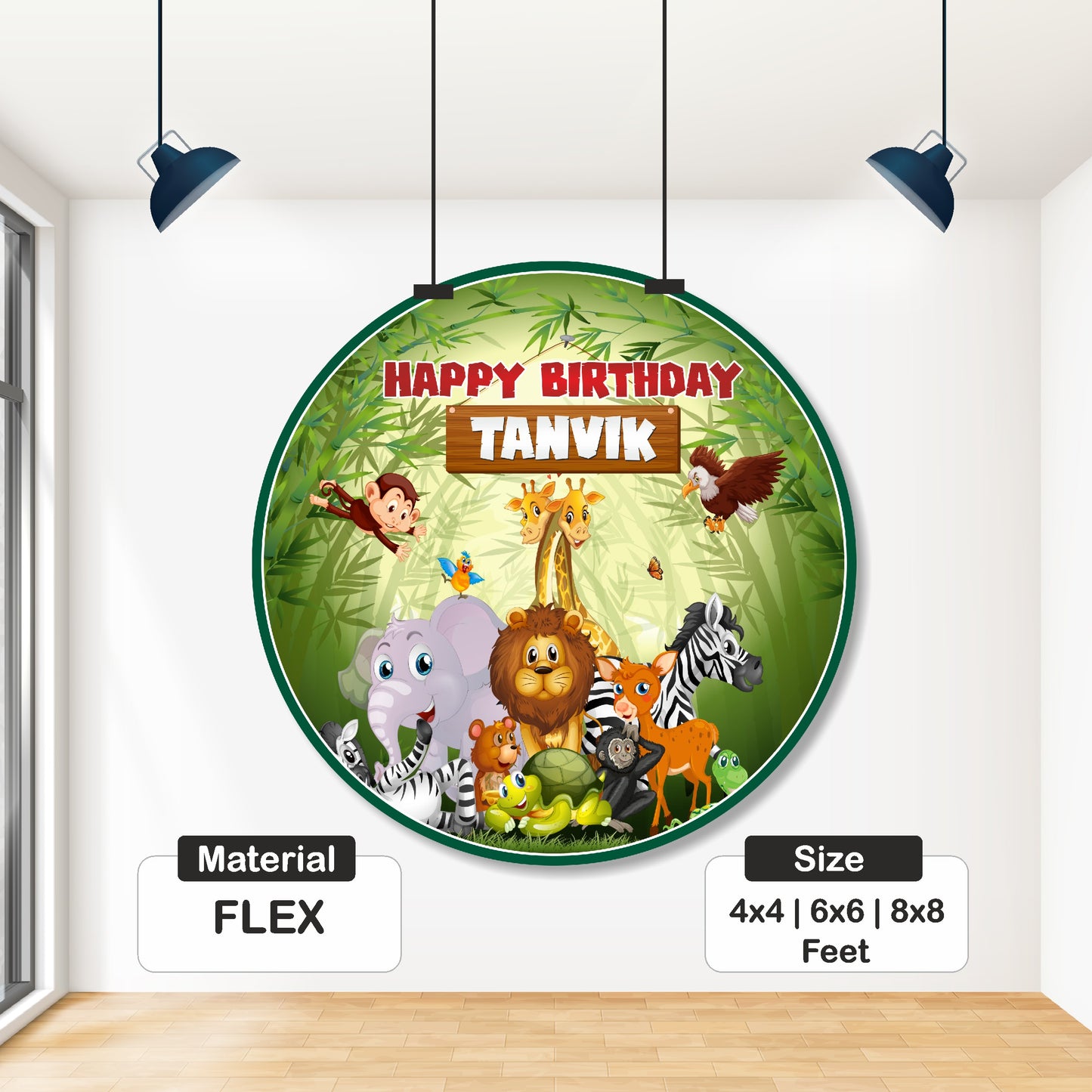 Jungle Theme Personalized Round Backdrop