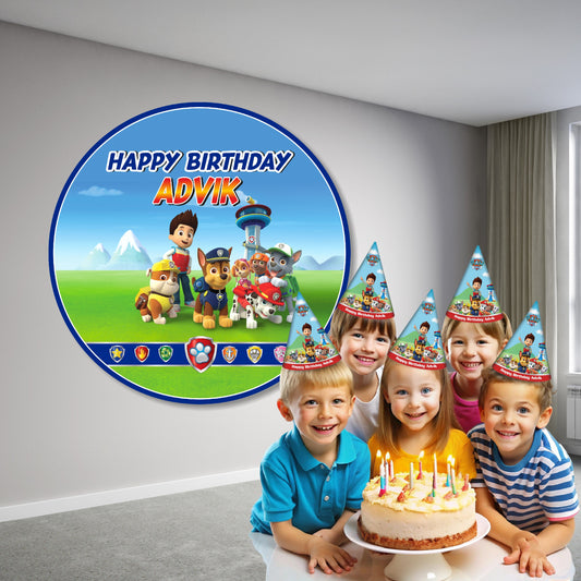 Paw Patrol Theme Customized Round Backdrop