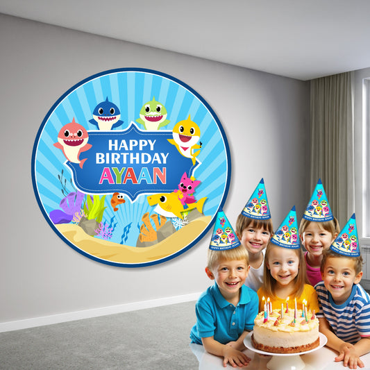 Baby Shark Theme Customized Round Backdrop