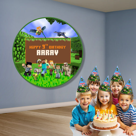 Minecraft Theme Round Backdrop