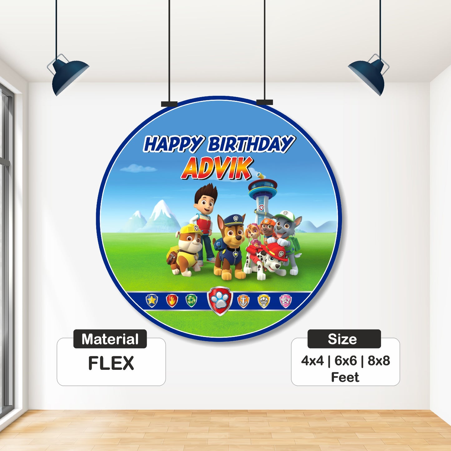Paw Patrol Theme Customized Round Backdrop