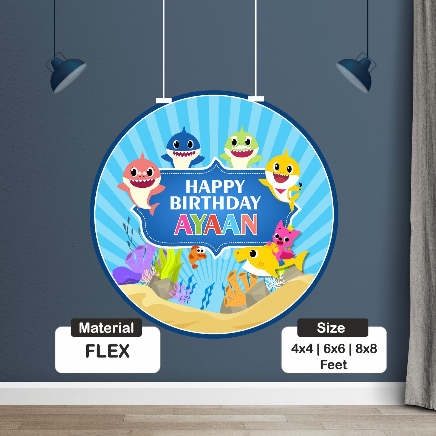 Baby Shark Theme Customized Round Backdrop